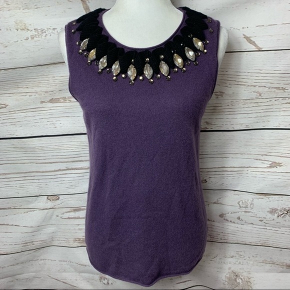 Tory Burch Embellished Cashmere Sleeveless Sweater - Picture 4 of 11